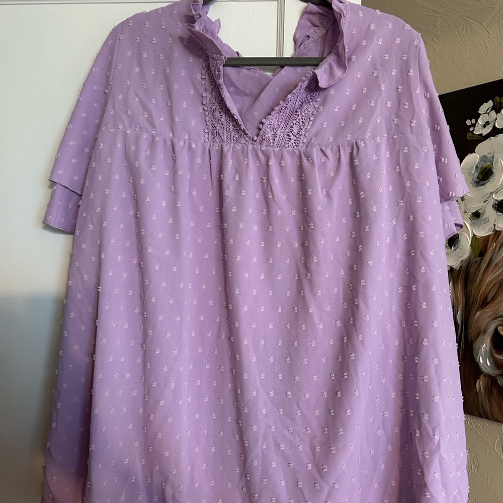 SHEIN Purple Smocked Blouse with Peter Pan Collar